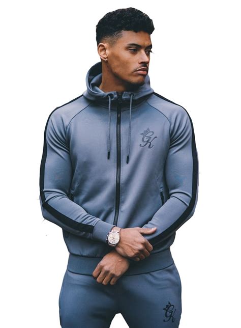 Gym King Tapered Poly Tracksuit Zip Top Steelblack