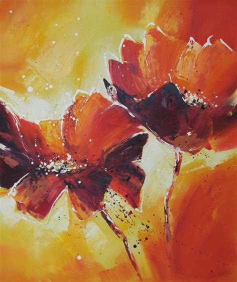 Tableau Contemporain Fleurs Rouges Fleurs Rouges En Peinture