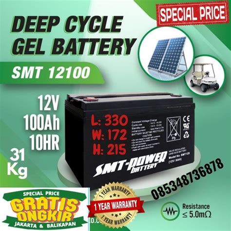 Jual Battery Kering Deep Cycle Solar Panel Smt 12v 100ah Baterai Vrla Gel Jakarta Utara It