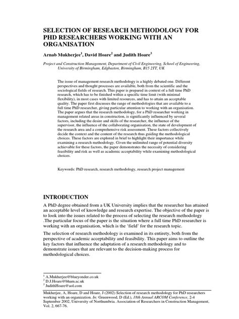 Phd Research Methodology Pdf Methodology Performance Indicator