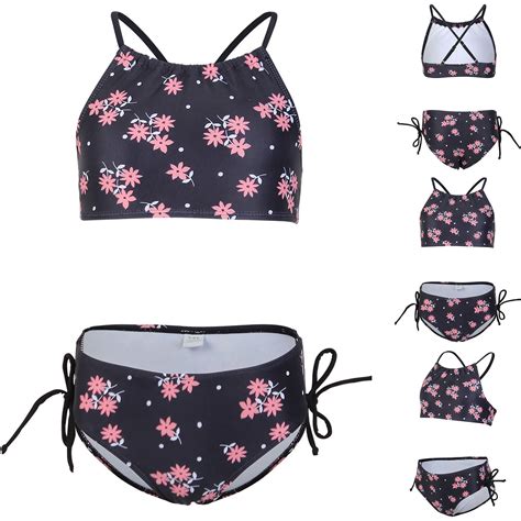 Jacenvly Girls Two Piece Swimsuit Clearance Skin Friendly Girls Summer Fashion Cute Print Bikini