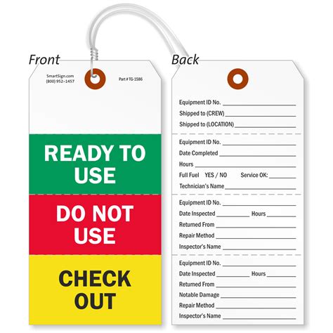 Equipment Inspection Tags