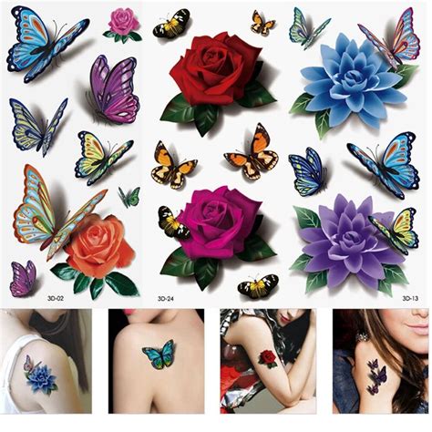 Tatuajes Temporales De Flores Sexys Para Mujer Arte Corporal Pintura