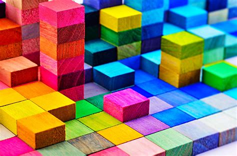 Stacked Multi Colored Wooden Blocks Jigsaw Puzzle In Macro Puzzles On