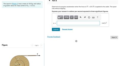 Solved The Spool In Figure 1 ﻿has A Mass Of 120kg ﻿and