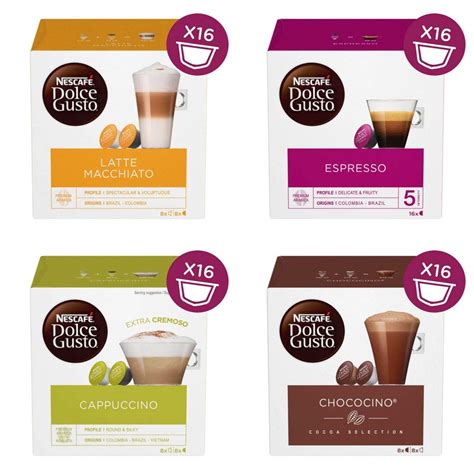 Nescafe Dolce Gusto 4 Flavour Variety Pack 64 Capsules Boxed