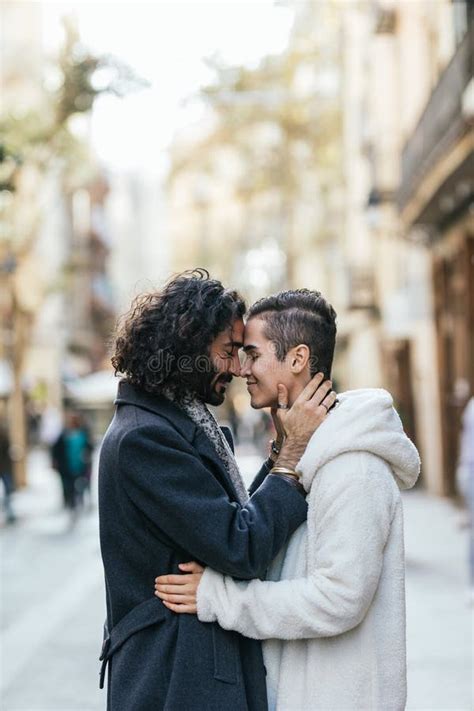 Gay Couple In Love In A Tender Moment On The Street Stock Image Image Of Tender Date