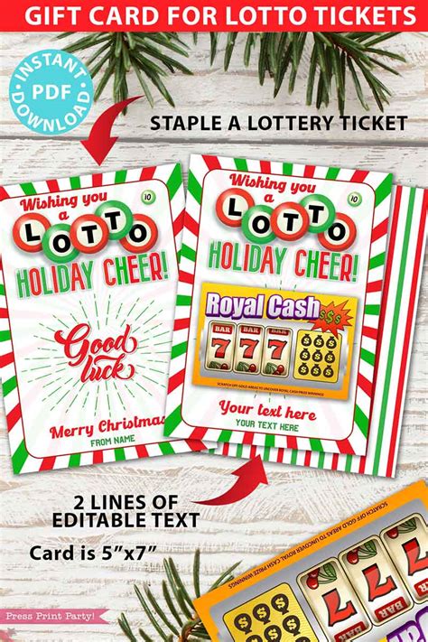 Christmas Lottery Ticket Holder, Wishing You a Lotto Holiday Cheer - Press Print Party!