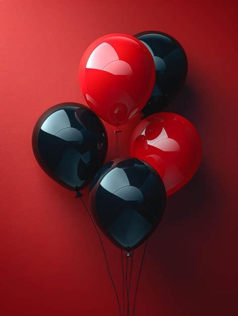 Premium Photo | Black and red balloons on a red background isolated