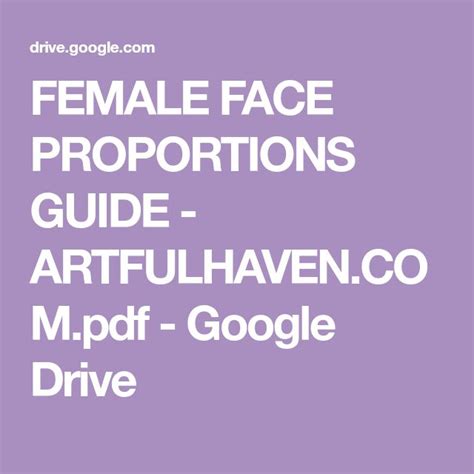 FEMALE FACE PROPORTIONS GUIDE - ARTFULHAVEN.COM.pdf - Google Drive ...