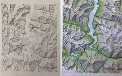 Hand-Drawn Map - Color mountain terrain on Behance