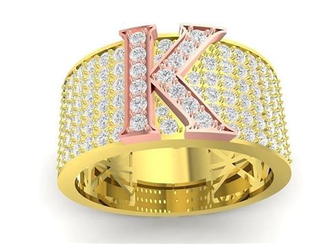 Diamond K Letter Ring 3689 3d Model 3d Printable Cgtrader