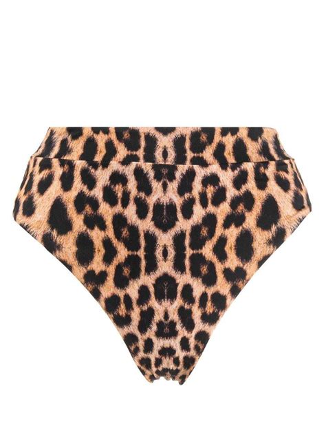 NOIRE SWIMWEAR Leopard Print Bikini Bottoms Brown Editorialist