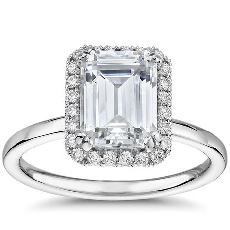 The Gallery Collection™ Simple Emerald Cut Halo Diamond Engagement Ring In Platinum 1 6 Ct Tw