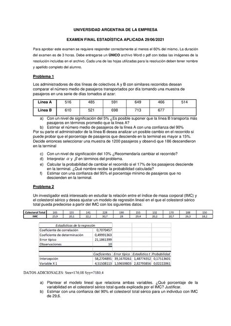 Examen Final Ea Universidad Argentina De La Empresa Examen