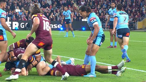 ‘This is brutal’: Luai moment sparks fiery melee as QLD star KO’d in ...