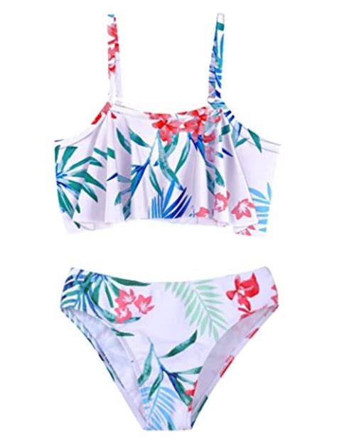 Buy Arshiner Girls Swimsuit Two Pieces Bikini Set Ruffle Bathing Suits Flounced Tankini Swimwear