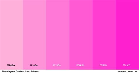 Pink Magenta Gradient Color Scheme Palettes