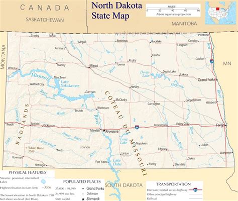 ♥ North Dakota State Map A Large Detailed Map Of North Dakota State Usa