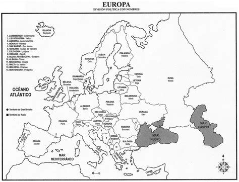 Mapa de Europa con división política y nombres