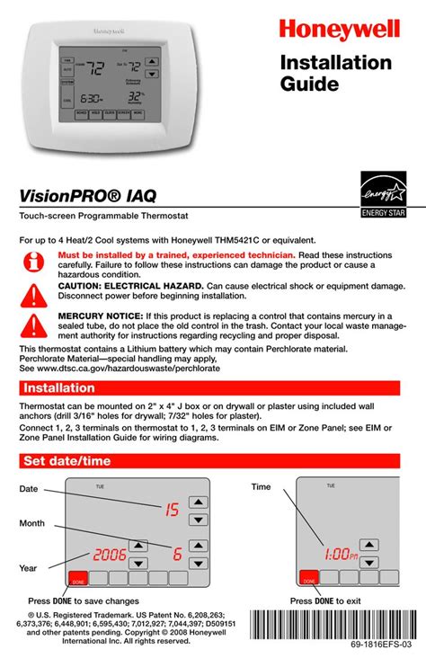 Honeywell 5000 Installation Manual