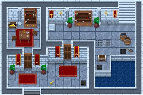 The Castle Top Down Game Tileset Game Art 2d