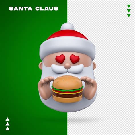 Premium PSD Santa Claus Burger 3d Rendering Isolated