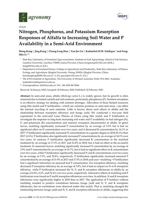 PDF Nitrogen Phosphorus And Potassium Resorption Responses Of