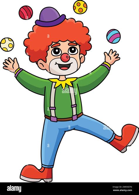 Birthday Clown Juggling Cartoon Colored Clipart Stock Vector Image