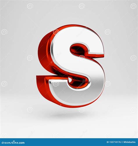 Metal 3d Letter S Uppercase Metallic Red And White Font Isolated On