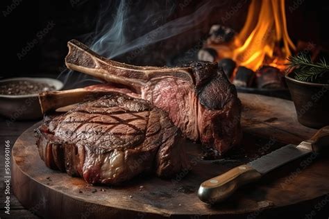 Delicious Tomahawk Steak Cooked To Perfection Ai Generated Ilustração