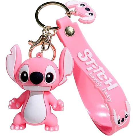 Anime söt Stitch silikon nyckelring PVC hänge nyckelring ringhållare