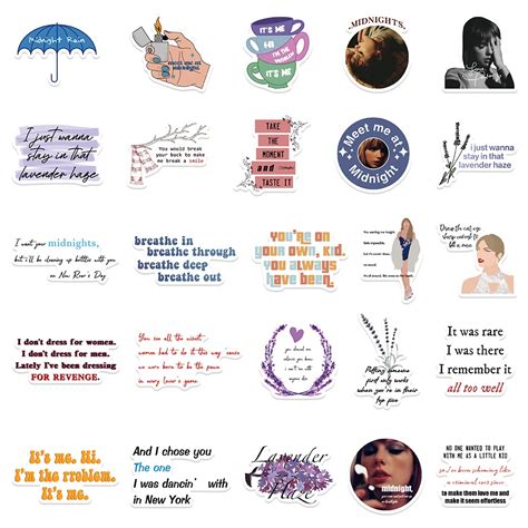 50pcs Set Taylor Swift Sticker Midnights New Album Waterproof Luggage