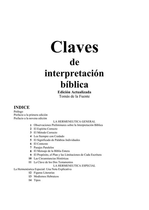 Claves De Interpretacion Biblica Pdf