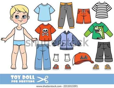 Cartoon Boy Blond Hair Clothes Separately Stock Vector Royalty Free