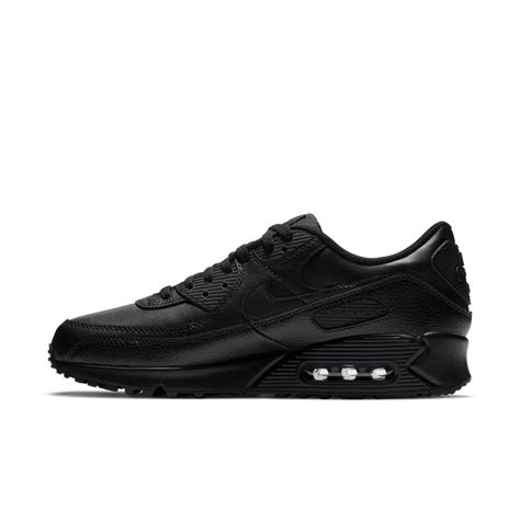 Nike Men's Air Max 90 Leather LTR Black/Black CZ5594 001 Triple Black ...