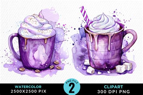 Festive Purple Hot Cocoa Cup Clipart Png Graphic By Regulrcrative Creative Fabrica