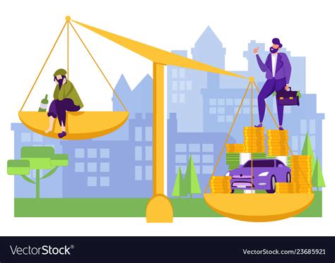 Rich And Poor Men Comparison On Balance Scale Vector Image