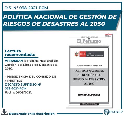 Aprueban La Pol Tica Nacional De Gesti N Del Riesgo De Desastres Al