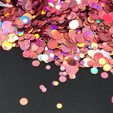 Rose Gold Pink Holographic Glitter Dots Mix Solvent Resistant Etsy