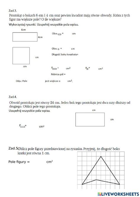 Praca Klasowa Nr 4 Figury Na Płaszczyźnie Klasa 6 Online Exercise For