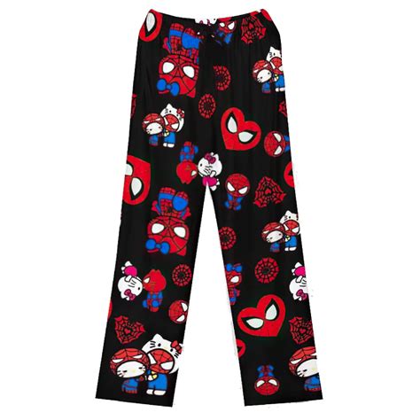 Spiderman Hello Kitty Pajama Pants Cute Cartoon Sleep Bottoms Couple