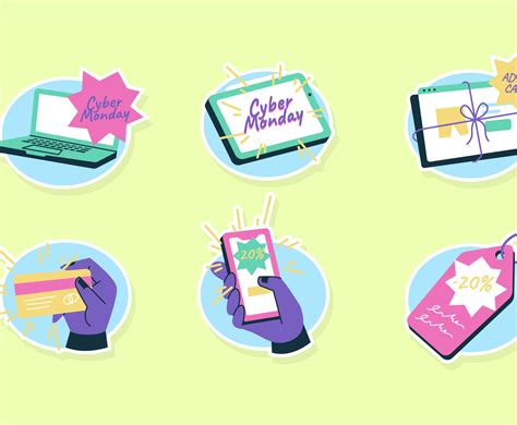 Cyber Monday Neon Sticker Pack Freevectors