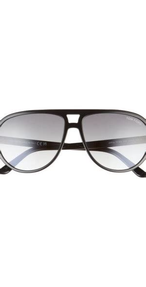 Tom Ford Jeffrey 59mm Gradient Pilot Sunglasses In Shiny Black