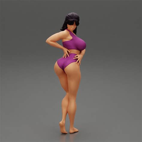3D Printable Pretty Woman In Bikini Standing With Hand On Hips By 3DGeschaft Miniatures Figures