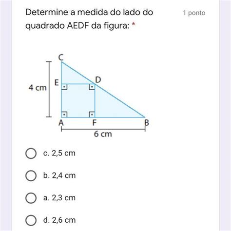 Determine A Medida Do Lado Do Quadrado Aedf Da Figura Ponto Imagem