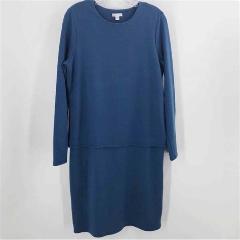 J Jill Pure Jill Luxe Tencel Dress Blue S Tall Gem