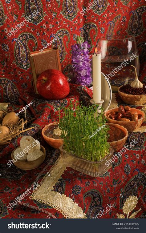 Haftsin Iranian Traditional Cultural Feast Consisting Stock Photo