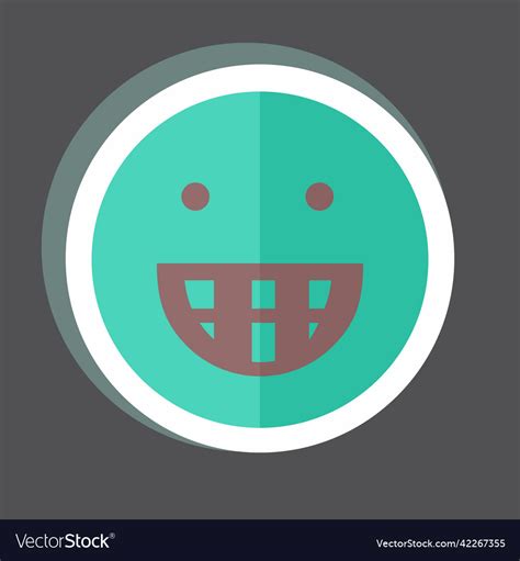 Sticker Emoticon Big Grin Suitable For Emoticon Vector Image