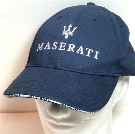 Maserati Hat Baseball Cap Navy Blue White Trident Logo Strapback